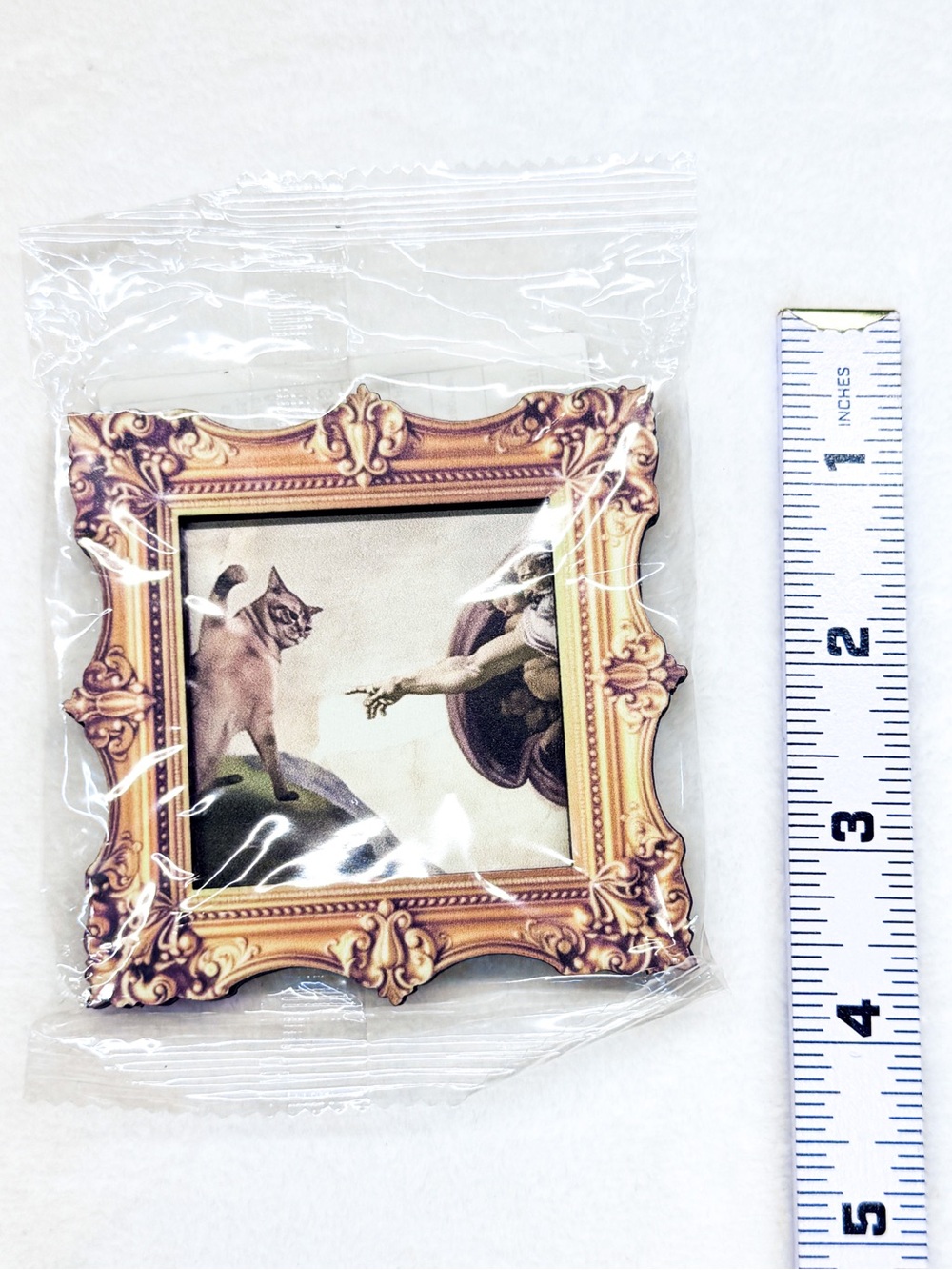 Cat vs Creation Mini Framed Fridge Magnet Inspired by Classic Art - Picture 3 of 3